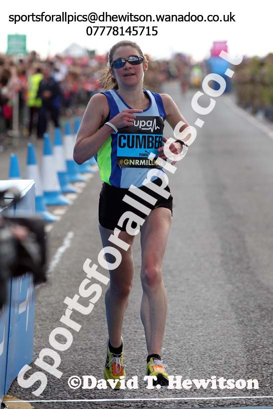 Sarah-louise Cumber finishing the womens 2014 BUPA Great North Run. Photo: David T. Hewitson/Sports for All Pics